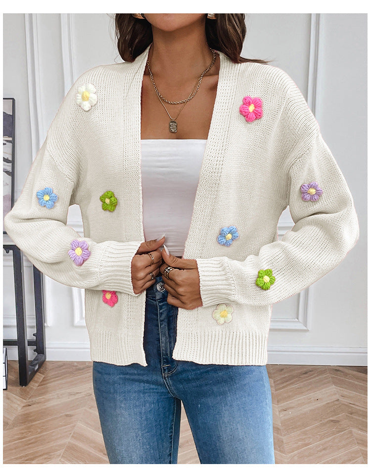 Floral Knitted Cozy Cardigan Sweater-justnony