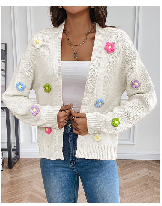 Floral Knitted Cozy Cardigan Sweater-justnony