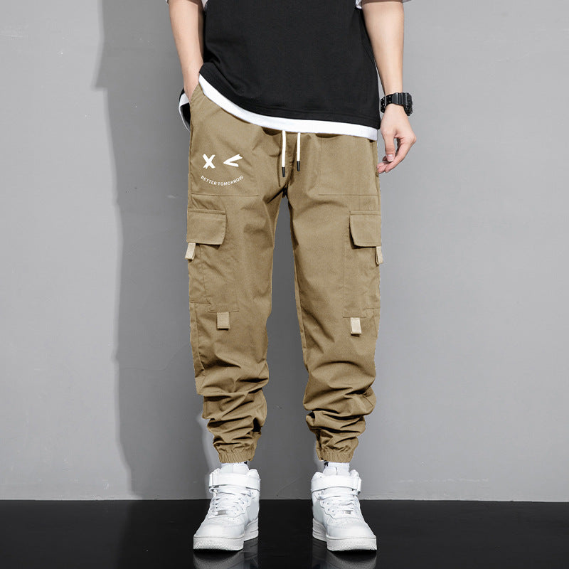 Spring And Autumn Men's New Trendy Loose Cargo Pants Versatile Outdoor Multi-pocket Leisure Just NoNy