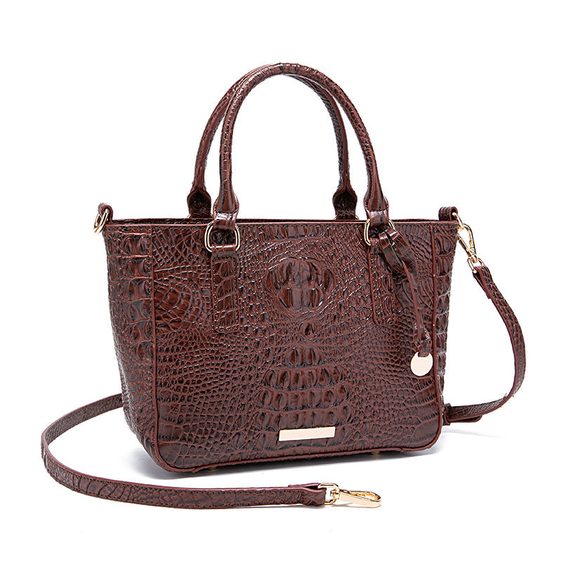 Women's Fashion Retro Brahmin Crocodile Pattern Portable Underarm Messenger Bag Just NoNy