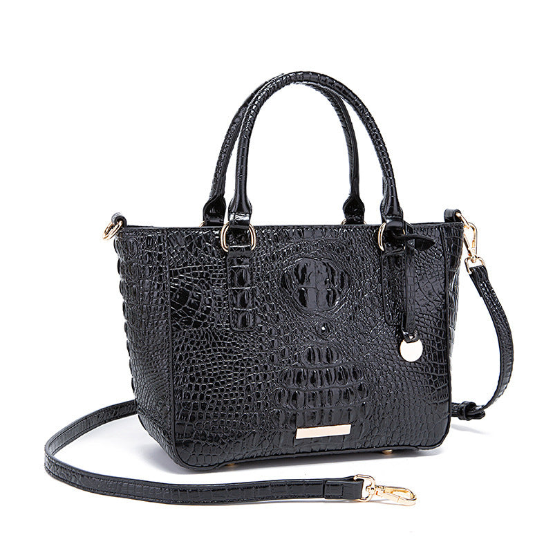 Women's Fashion Retro Brahmin Crocodile Pattern Portable Underarm Messenger Bag Just NoNy