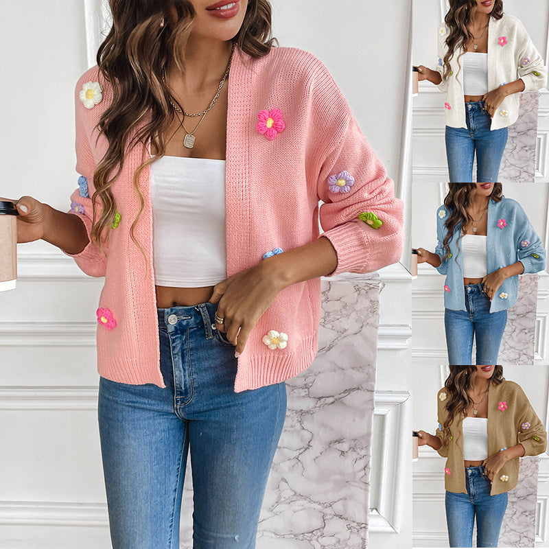 Floral Knitted Cozy Cardigan Sweater-justnony