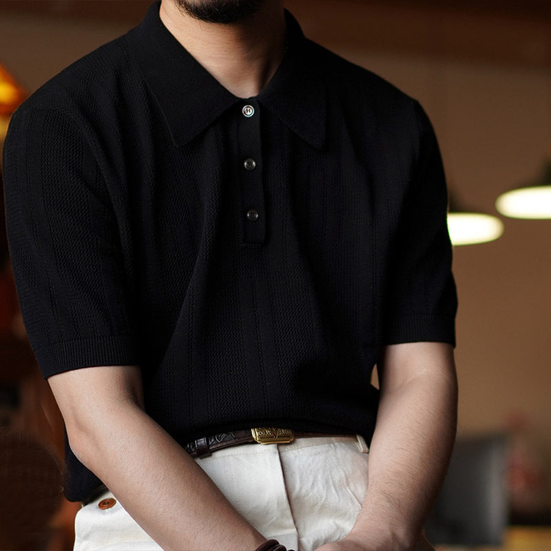 Men's Short-sleeved Lapel Knitted Polo Shirt Just NoNy