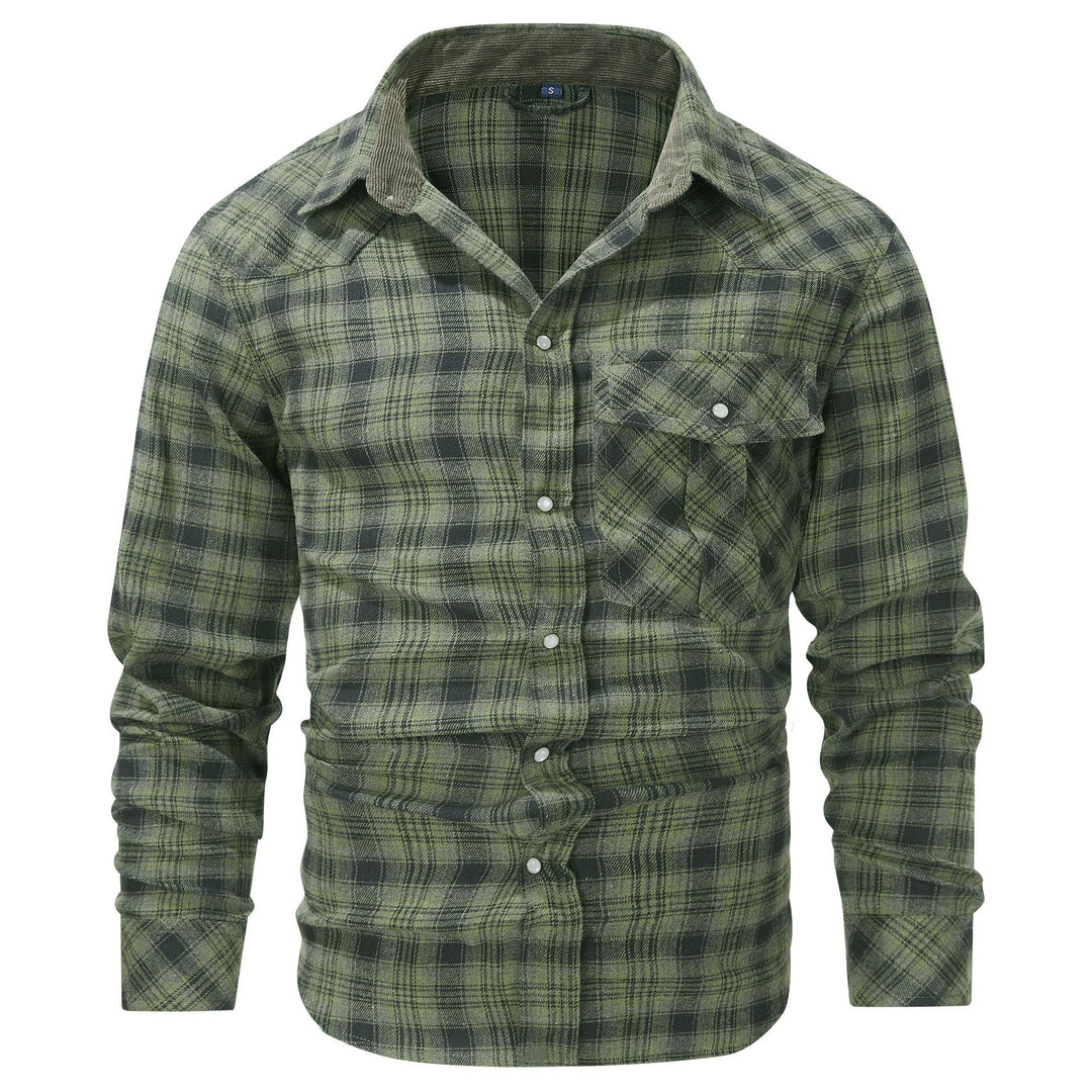 Western Style Flannel Long Sleeve Mens Shirt