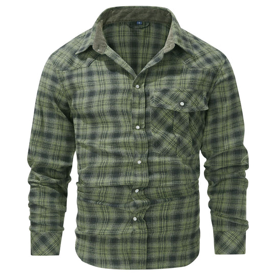 Western Style Flannel Long Sleeve Mens Shirt