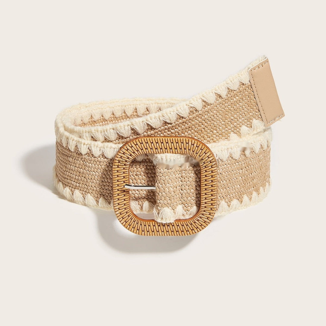 Elegant Ladies Wooden Buckle Waist Belt