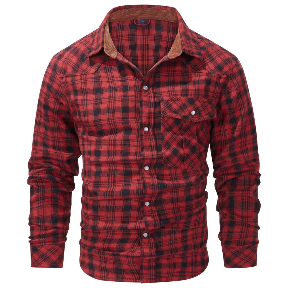 Western Style Flannel Long Sleeve Mens Shirt