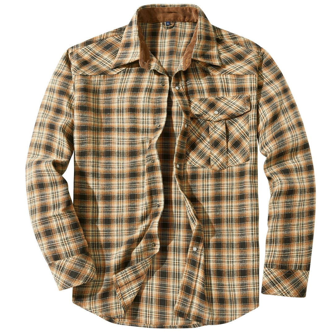 Western Style Flannel Long Sleeve Mens Shirt