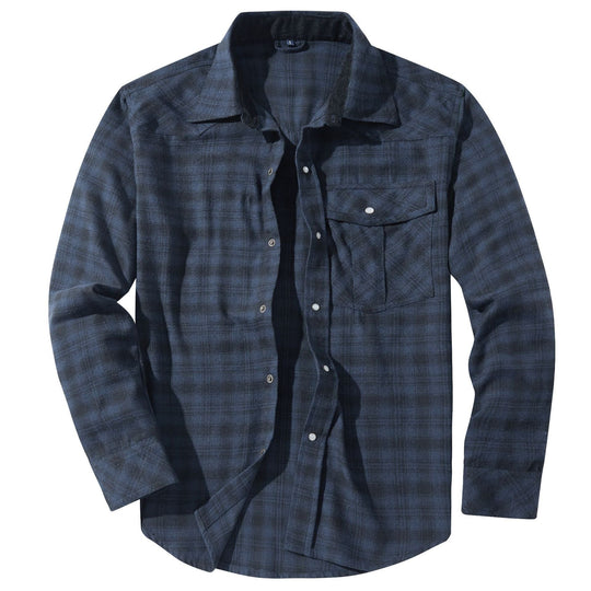 Western Style Flannel Long Sleeve Mens Shirt