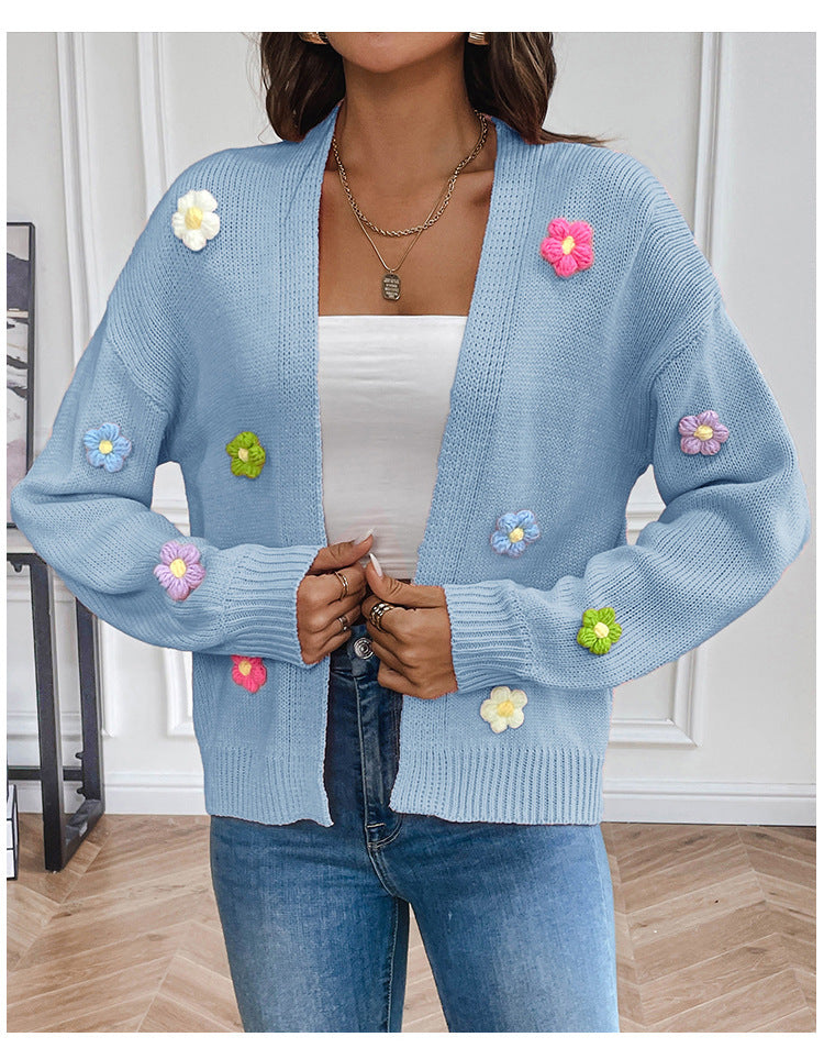 Floral Knitted Cozy Cardigan Sweater-justnony