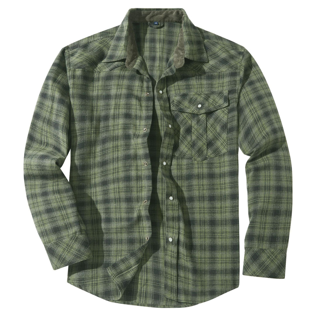 Western Style Flannel Long Sleeve Mens Shirt