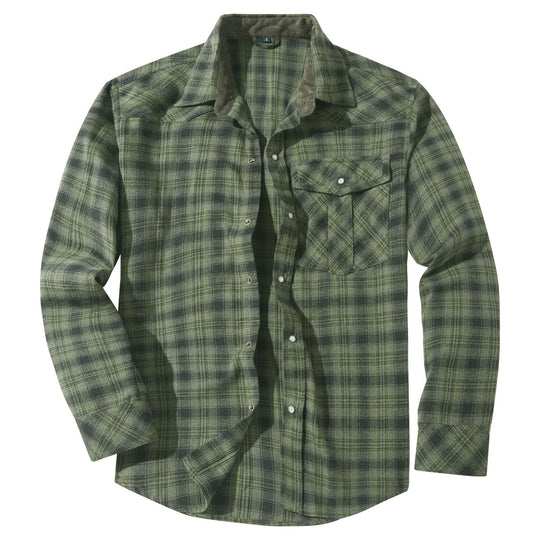 Western Style Flannel Long Sleeve Mens Shirt