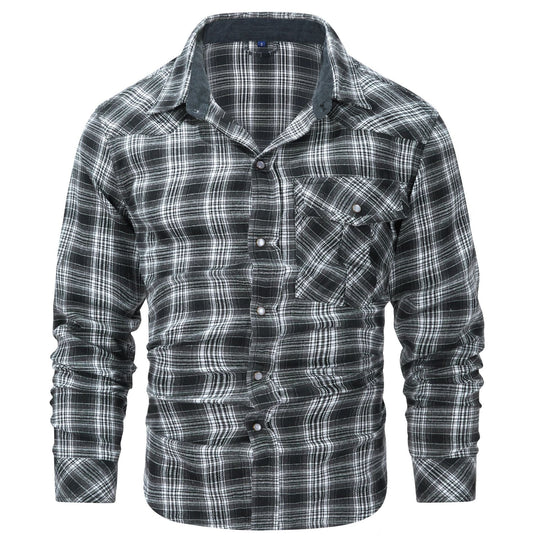 Western Style Flannel Long Sleeve Mens Shirt
