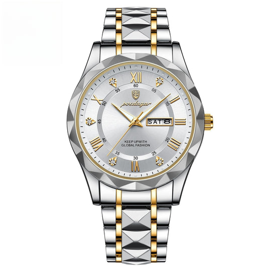Men's Waterproof Double Calendar Luminous Quartz Watch Just NoNy