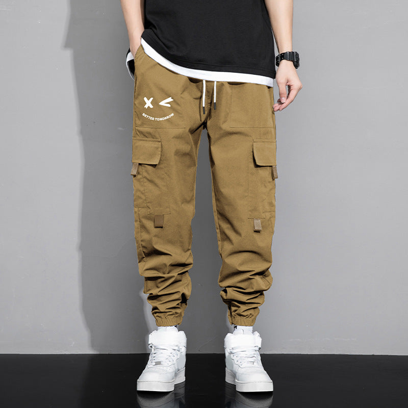 Spring And Autumn Men's New Trendy Loose Cargo Pants Versatile Outdoor Multi-pocket Leisure Just NoNy