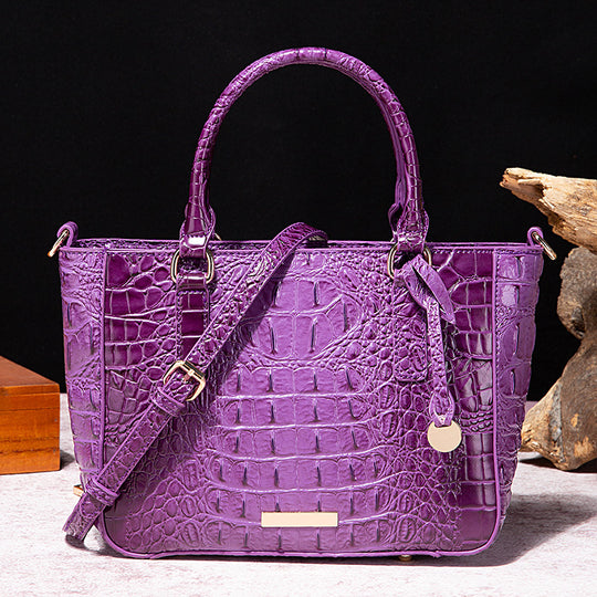 Women's Fashion Retro Brahmin Crocodile Pattern Portable Underarm Messenger Bag Just NoNy