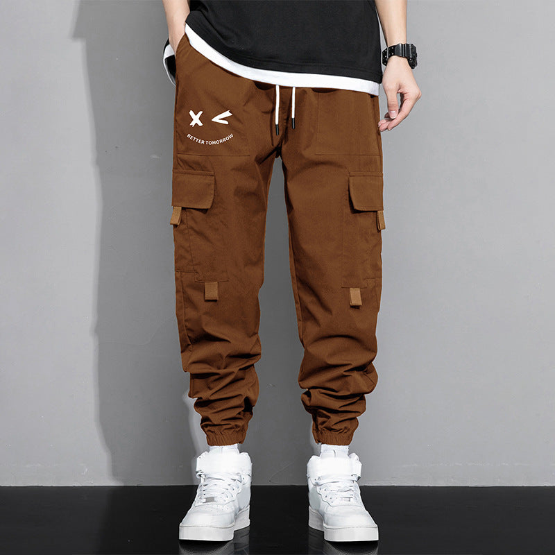 Spring And Autumn Men's New Trendy Loose Cargo Pants Versatile Outdoor Multi-pocket Leisure Just NoNy