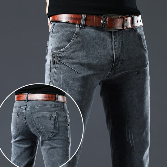 Jeans Men's Korean-style Slim Fit Stretch Skinny Trousers Just NoNy