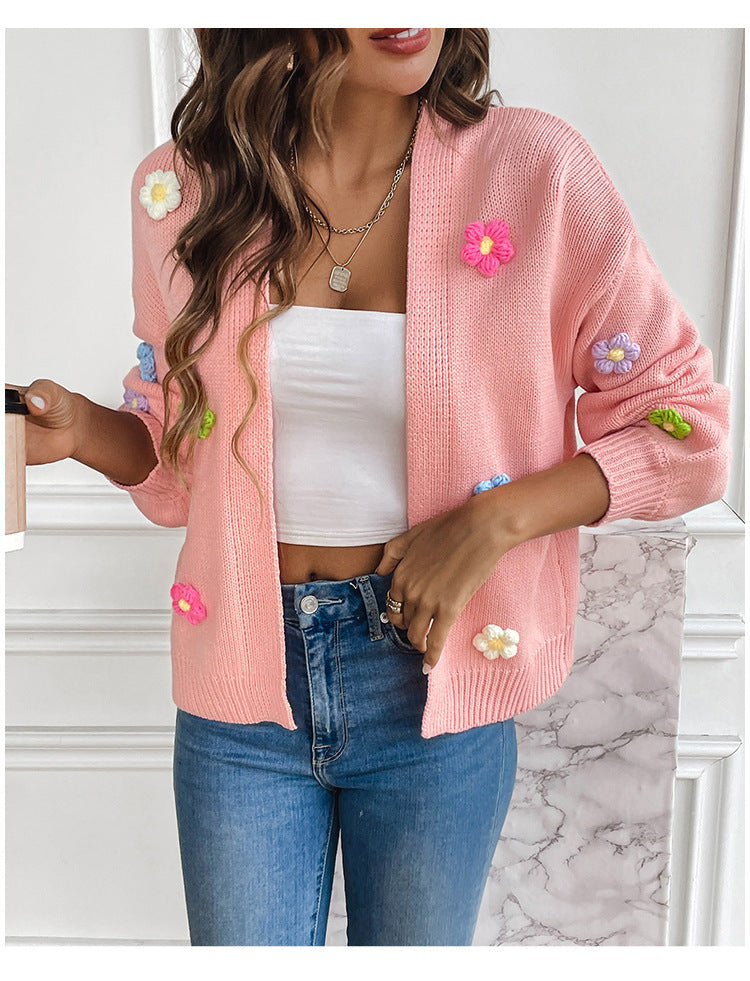 Floral Knitted Cozy Cardigan Sweater-justnony