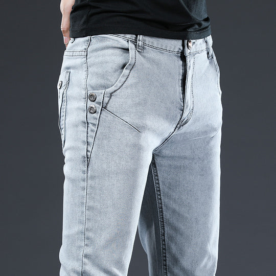Jeans Men's Korean-style Slim Fit Stretch Skinny Trousers Just NoNy