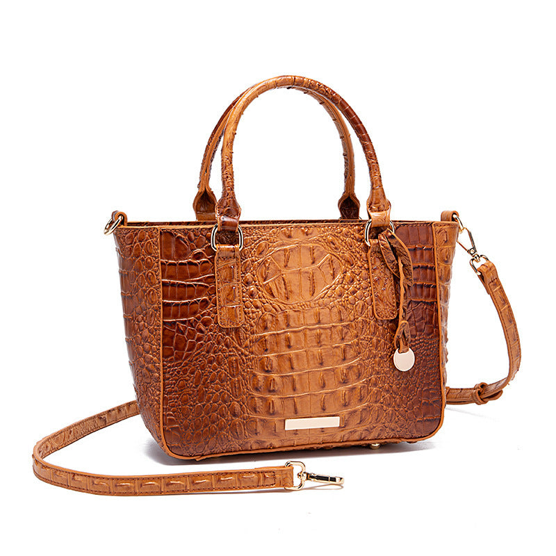 Women's Fashion Retro Brahmin Crocodile Pattern Portable Underarm Messenger Bag Just NoNy