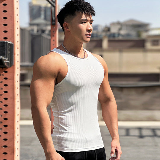 Summer Workout Vest Men's I-shaped Slim Vertical Stripes Fashion Sportswear Breathable Training Sleeveless Just NoNy