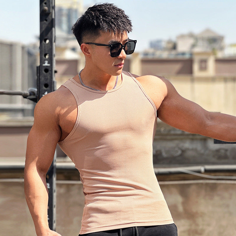 Summer Workout Vest Men's I-shaped Slim Vertical Stripes Fashion Sportswear Breathable Training Sleeveless Just NoNy