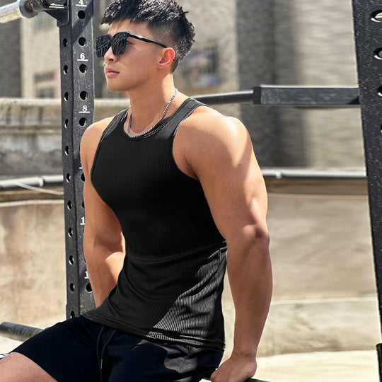 Summer Workout Vest Men's I-shaped Slim Vertical Stripes Fashion Sportswear Breathable Training Sleeveless Just NoNy
