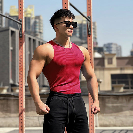 Summer Workout Vest Men's I-shaped Slim Vertical Stripes Fashion Sportswear Breathable Training Sleeveless Just NoNy