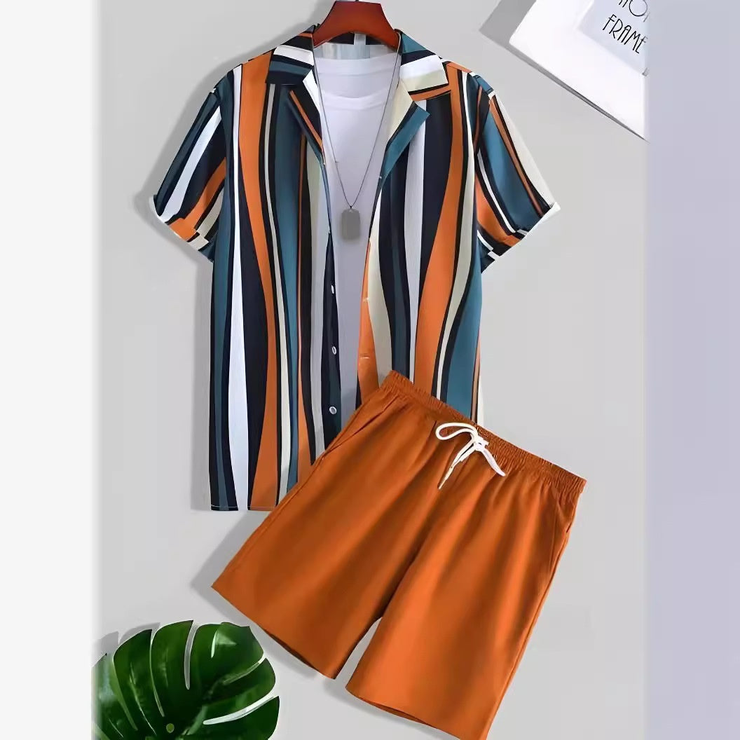 Colorful Hawaiian Men's Shirt Set-justnony