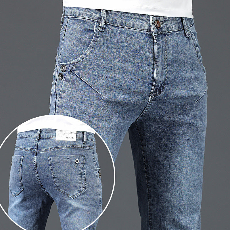Jeans Men's Korean-style Slim Fit Stretch Skinny Trousers Just NoNy