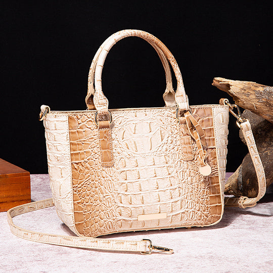 Women's Fashion Retro Brahmin Crocodile Pattern Portable Underarm Messenger Bag Just NoNy