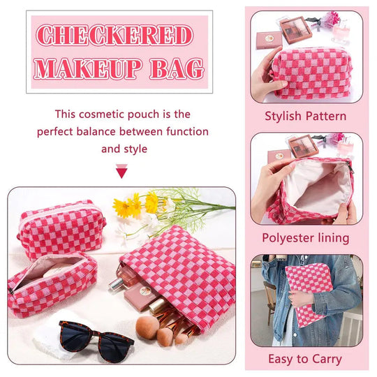 Chic Plaid Makeup Bag Set