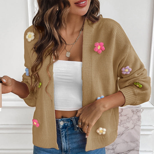 Floral Knitted Cozy Cardigan Sweater-justnony