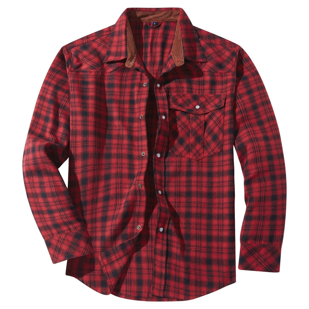 Western Style Flannel Long Sleeve Mens Shirt