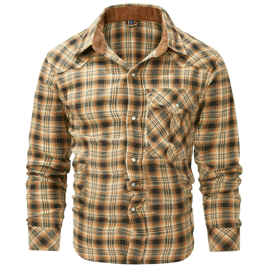 Western Style Flannel Long Sleeve Mens Shirt
