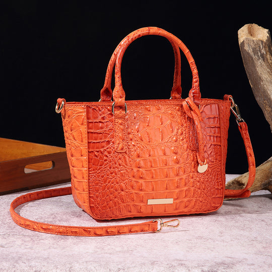 Women's Fashion Retro Brahmin Crocodile Pattern Portable Underarm Messenger Bag Just NoNy