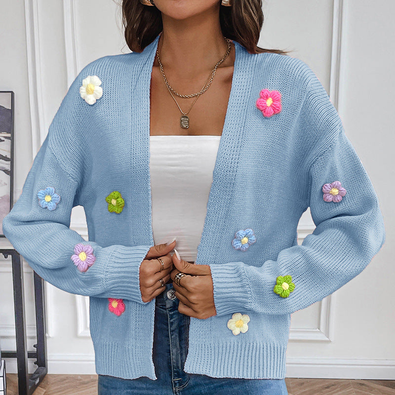 Floral Knitted Cozy Cardigan Sweater-justnony