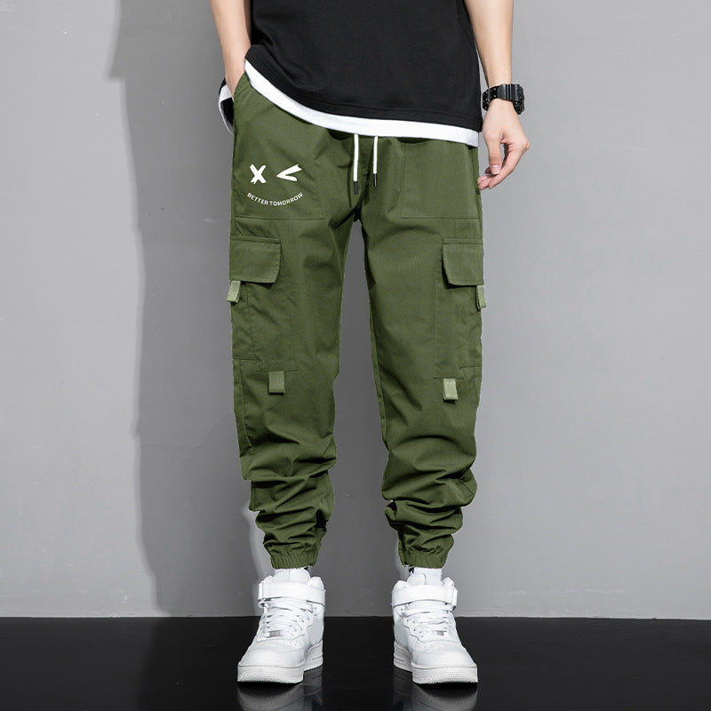 Spring And Autumn Men's New Trendy Loose Cargo Pants Versatile Outdoor Multi-pocket Leisure Just NoNy