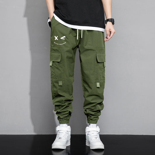 Spring And Autumn Men's New Trendy Loose Cargo Pants Versatile Outdoor Multi-pocket Leisure Just NoNy