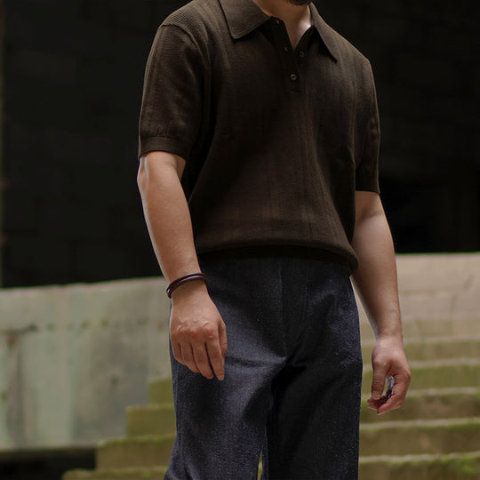 Men's Short-sleeved Lapel Knitted Polo Shirt Just NoNy