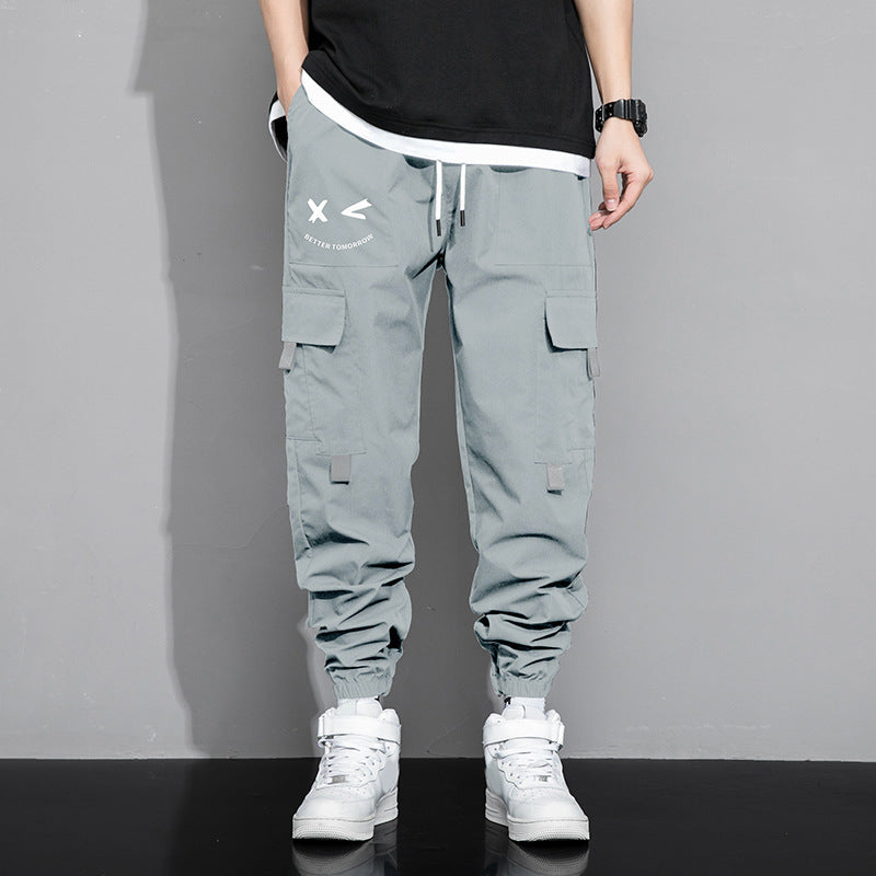 Spring And Autumn Men's New Trendy Loose Cargo Pants Versatile Outdoor Multi-pocket Leisure Just NoNy