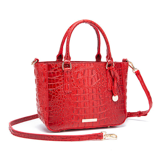 Women's Fashion Retro Brahmin Crocodile Pattern Portable Underarm Messenger Bag Just NoNy