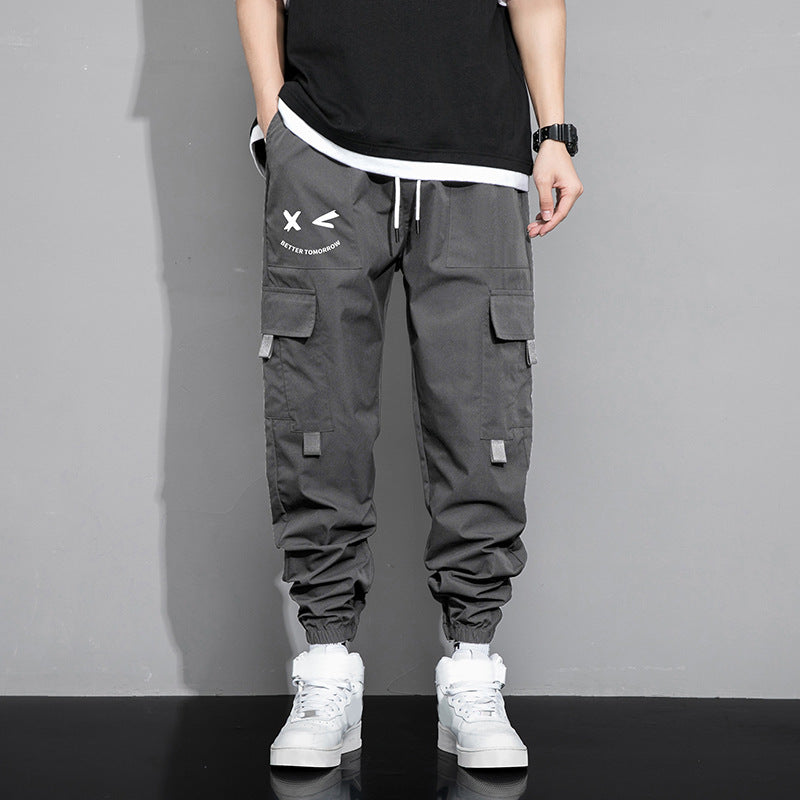 Spring And Autumn Men's New Trendy Loose Cargo Pants Versatile Outdoor Multi-pocket Leisure Just NoNy
