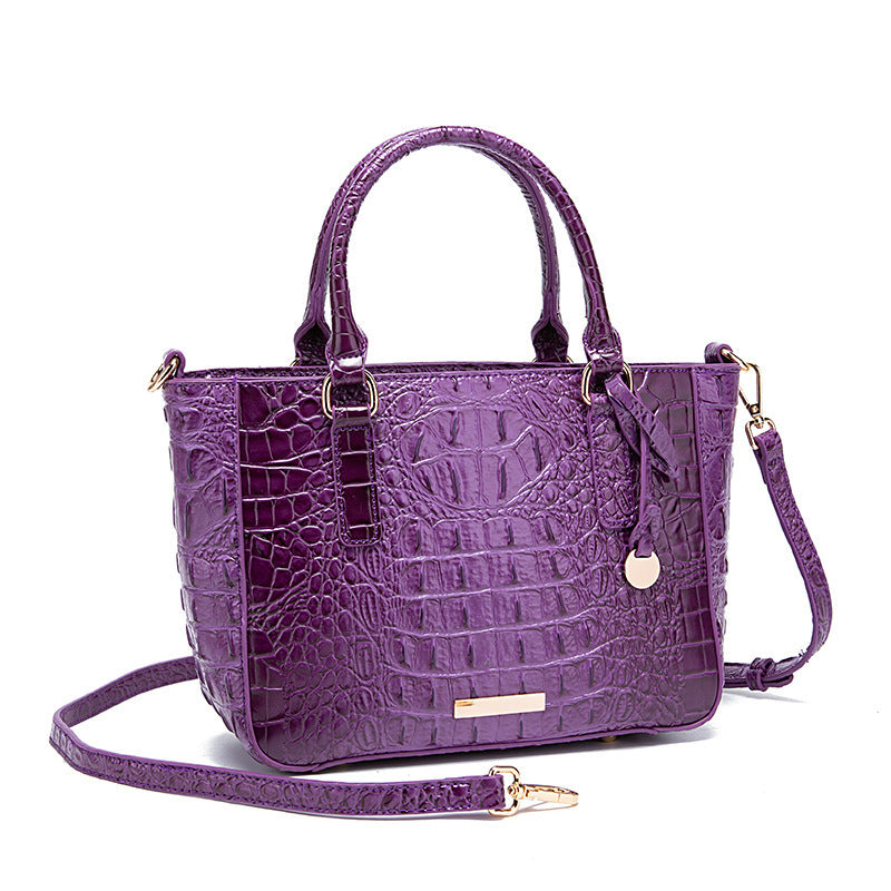 Women's Fashion Retro Brahmin Crocodile Pattern Portable Underarm Messenger Bag Just NoNy